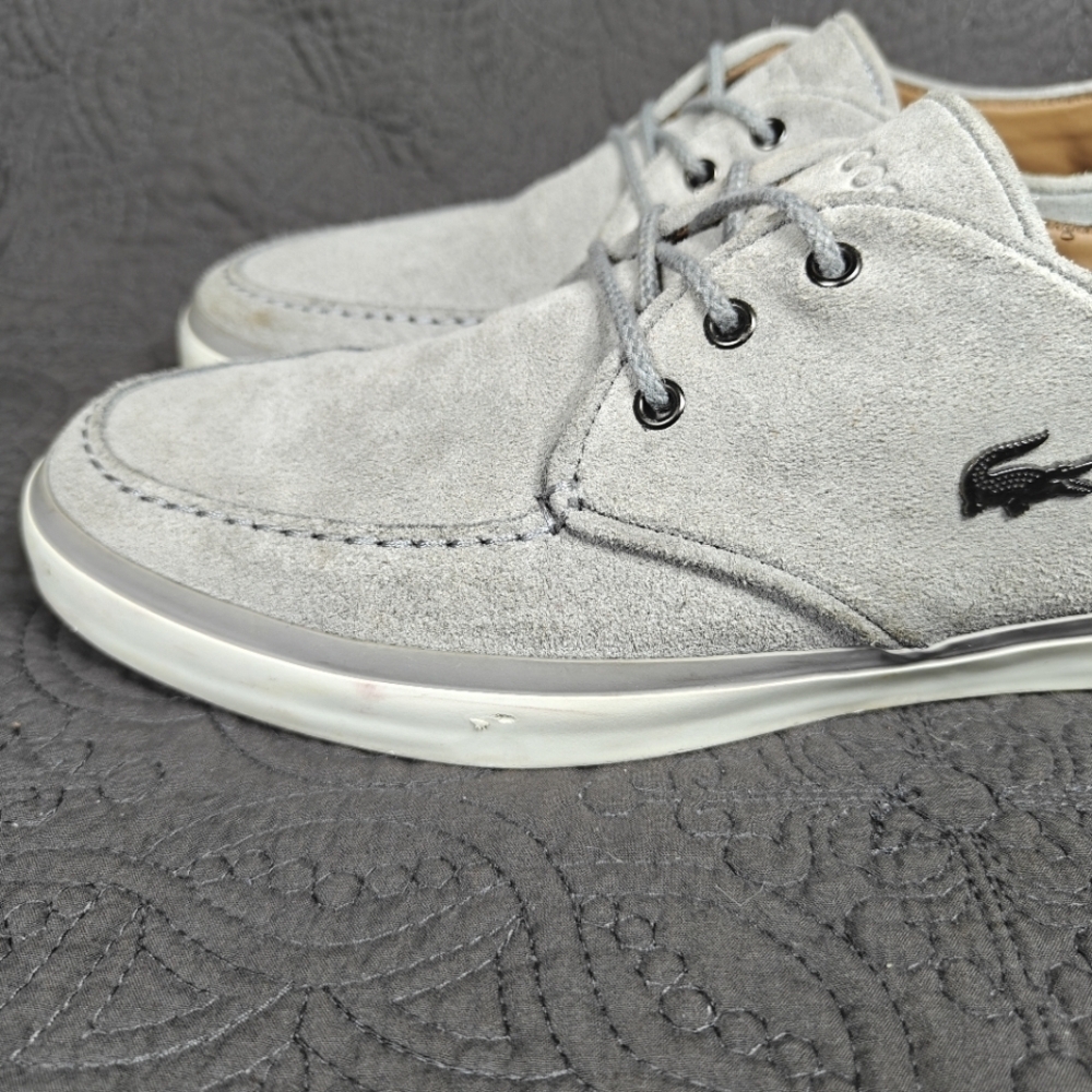 Lacoste Sevrin 7 Suede Leather Casual Boat Shoes Gray Blue Men's Size 11 - Picture 3 of 10